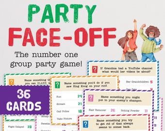 Party Face-Off - Can You Out Survey Your Family? 36 Quiz Questions for Children and Families (Digital Download)