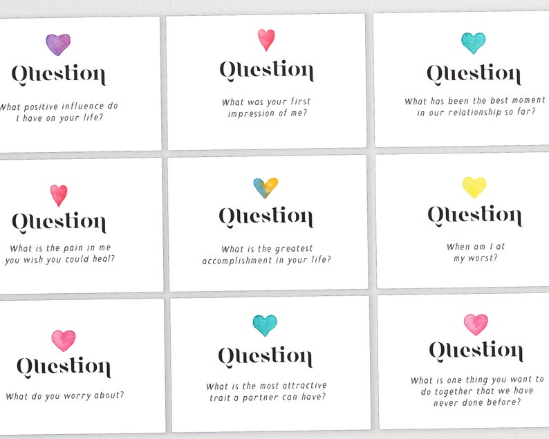 56 Couples Question Cards Couple Conversation Cards Etsy