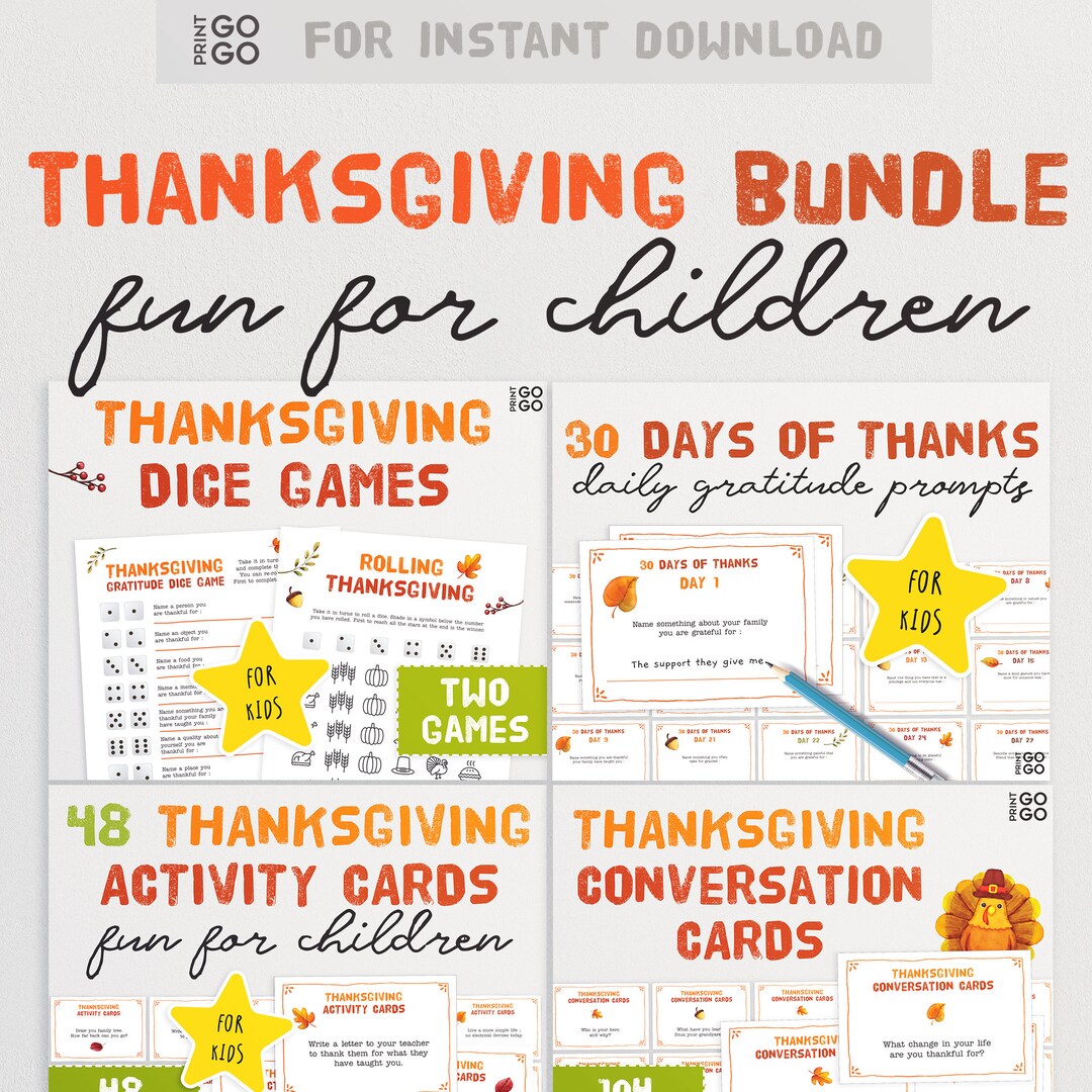 Kids Thanksgiving Bundle - Games and Activities for Children to Enjoy ...
