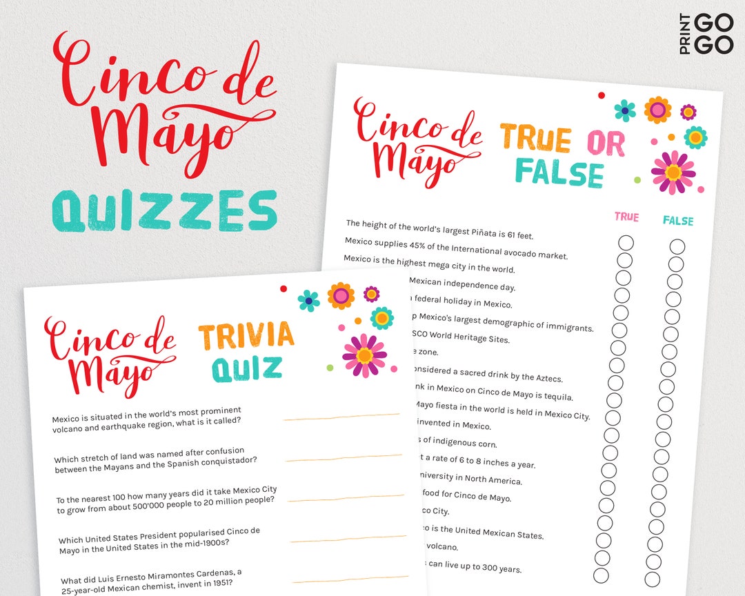 Cinco De Mayo Printable Trivia Quizzes Put Your Family and - Etsy