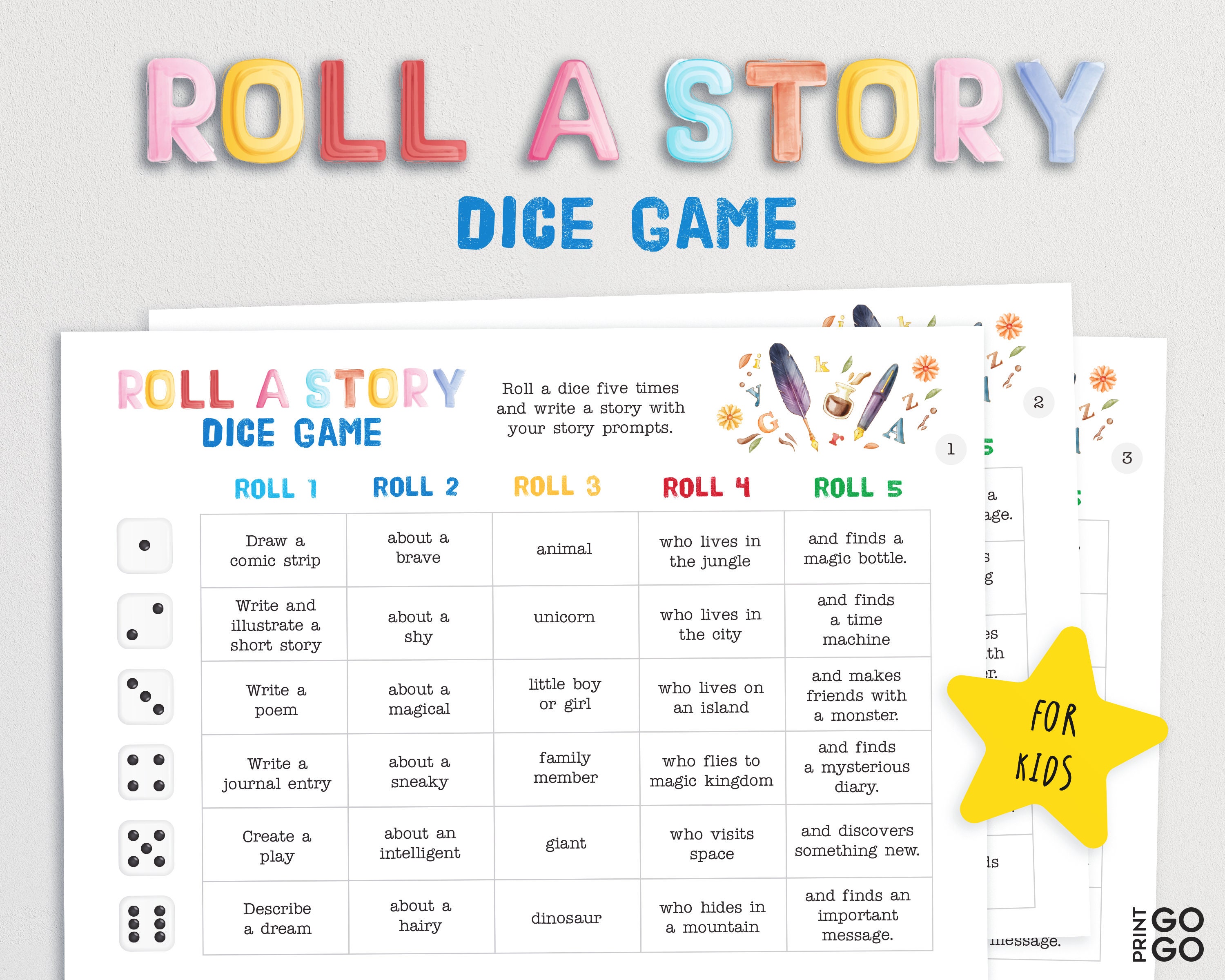 Roll A Story Dice Game for Kids Story Game for Children - Etsy New Zealand