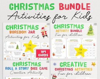Christmas Activity Bundle for Kids | Christmas Game Bundle | Christmas Boredom Jar Cards | Candy Game | Kindness Challenge | Chore Bingo