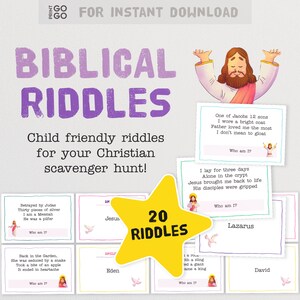 20 Biblische Rätselkarten für Ihre christliche Schnitzeljagd - Die lustige pädagogisch wertvolle Bibelaktivität für Kinder | Druckvorlage für die Fastenzeit Karwoche