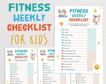 Fitness Activity Checklist - Weekly Exercises To Get Kids Moving | Kids Exercise Games | Get Fit Activity | Home School Sports Ideas