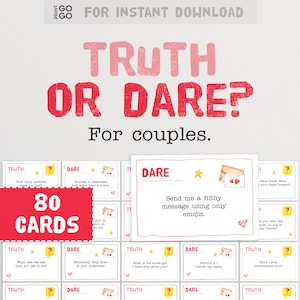 Truth or Dare-kaarten voor stellen: het leuke valentijnsspel voor twee! | Afdrukbaar Valentijnsdagspel | Afspraakje | Papieridee eerste jubileum