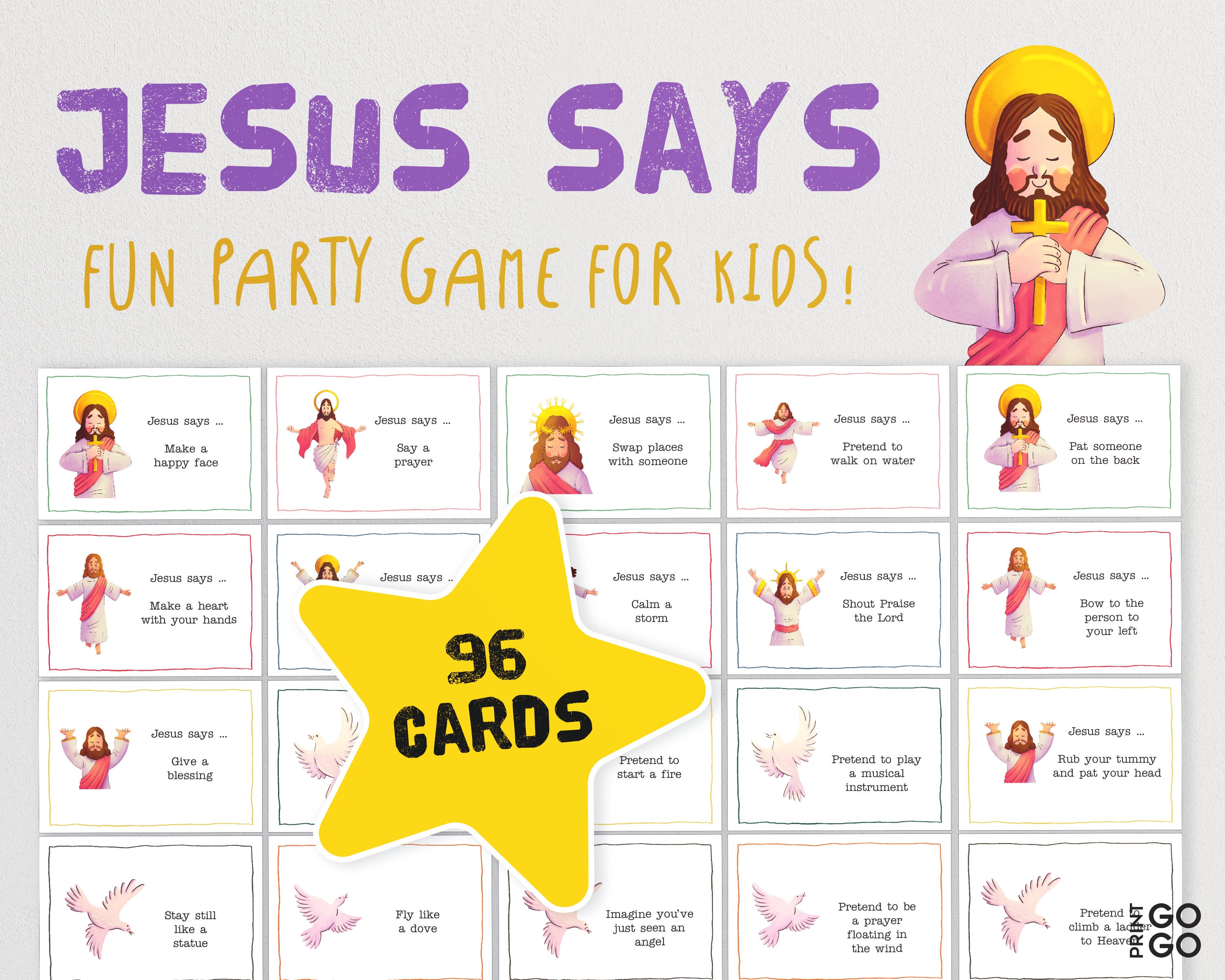 Jesus Says the Fun Church Party Game for Kids Printable Etsy