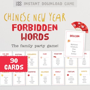 Parole proibite per il capodanno cinese - Il divertente gioco di società di dare indizi attenti / Carte tabù per la famiglia / Idea per la serata di giochi in famiglia per il capodanno lunare