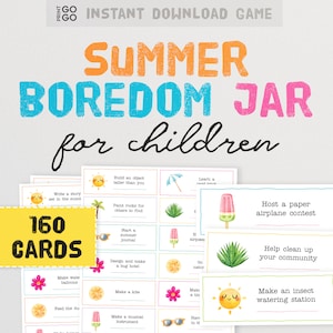 Summer Boredom Jar Cards - 160 idee di attività creative per tenere i bambini intrattenuti durante le vacanze / Idee economiche per combattere la noia in casa