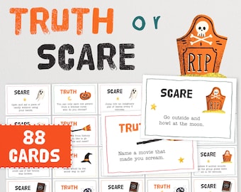 Halloween Truth or Scare Cards - The Fun Halloween Party Game for Kids! | Family Trick or Treat Alternatives (Digital Download)