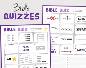 Bibelquiz - Säg vad du ser Dingbat-bildquiz | Rebus-triviaquiz | Utmärkt som bibelstudiespel eller för söndagsskolegrupper i kyrkan