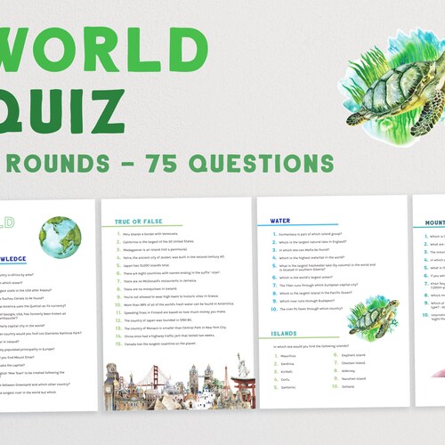 World Quiz World Trivia Night Pub Quiz Night Geography Etsy
