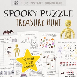 Gruselige Puzzle Schatzsuche - Die gruselige Suche nach Süßigkeiten zu Hause |  Kinder Halloween Schnitzeljagd Denkspiel | Süßes oder Saures Alternative