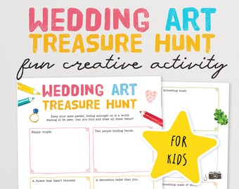Búsqueda del tesoro con arte para bodas: una forma creativa de entretener a los niños durante el cóctel / Juego de búsqueda del tesoro / Actividad de boda para niños