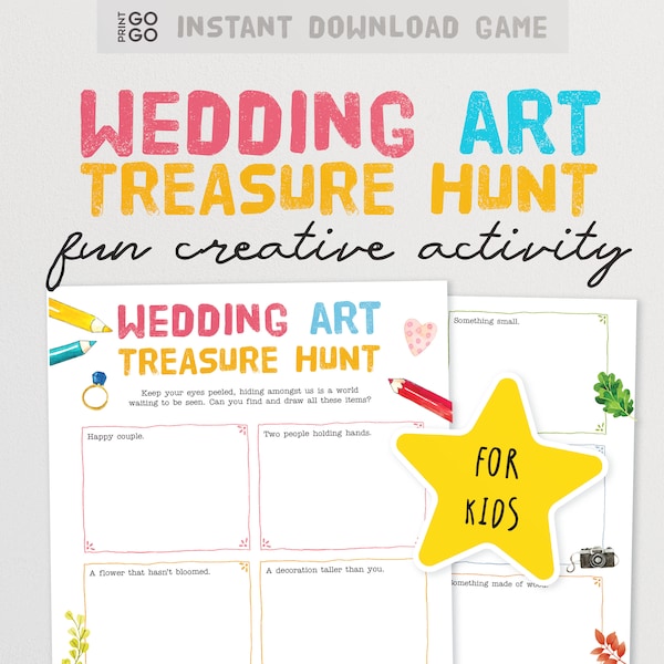 Wedding Art Treasure Hunt - A Creative Way To Keep Kids Occupied During Cocktail Hour | Scavenger Hunt Game | Wedding Activity for Children