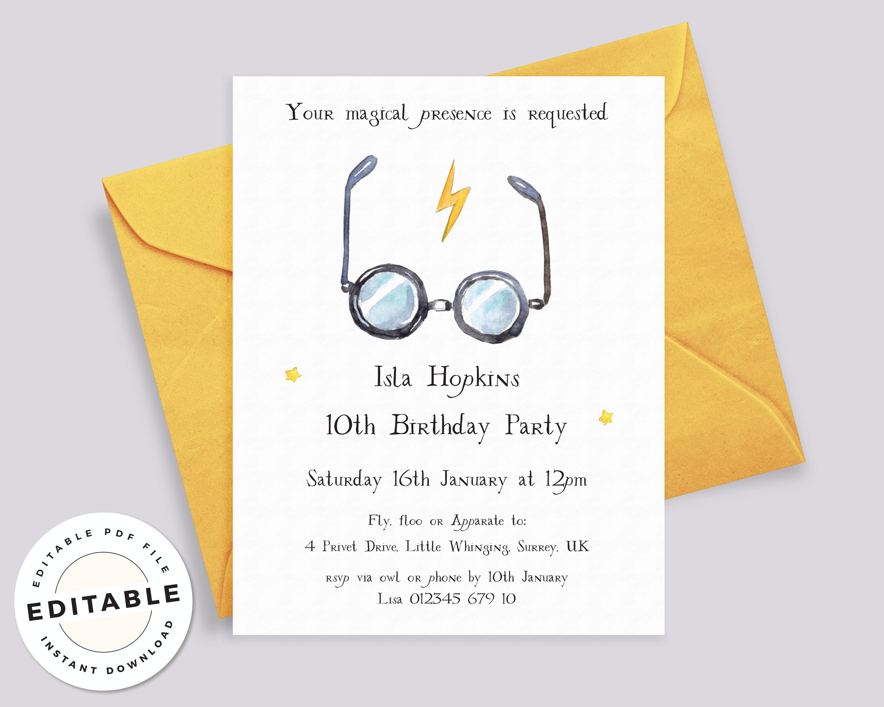 Editable Harry Potter Invitations Editable Harry Potter Invitations