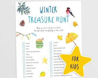 Winter Treasure Hunt for Kids | Outdoor Scavenger Hunt Game | Holiday Hunt for Children | Nature I Spy Game | Printable Game for Kids