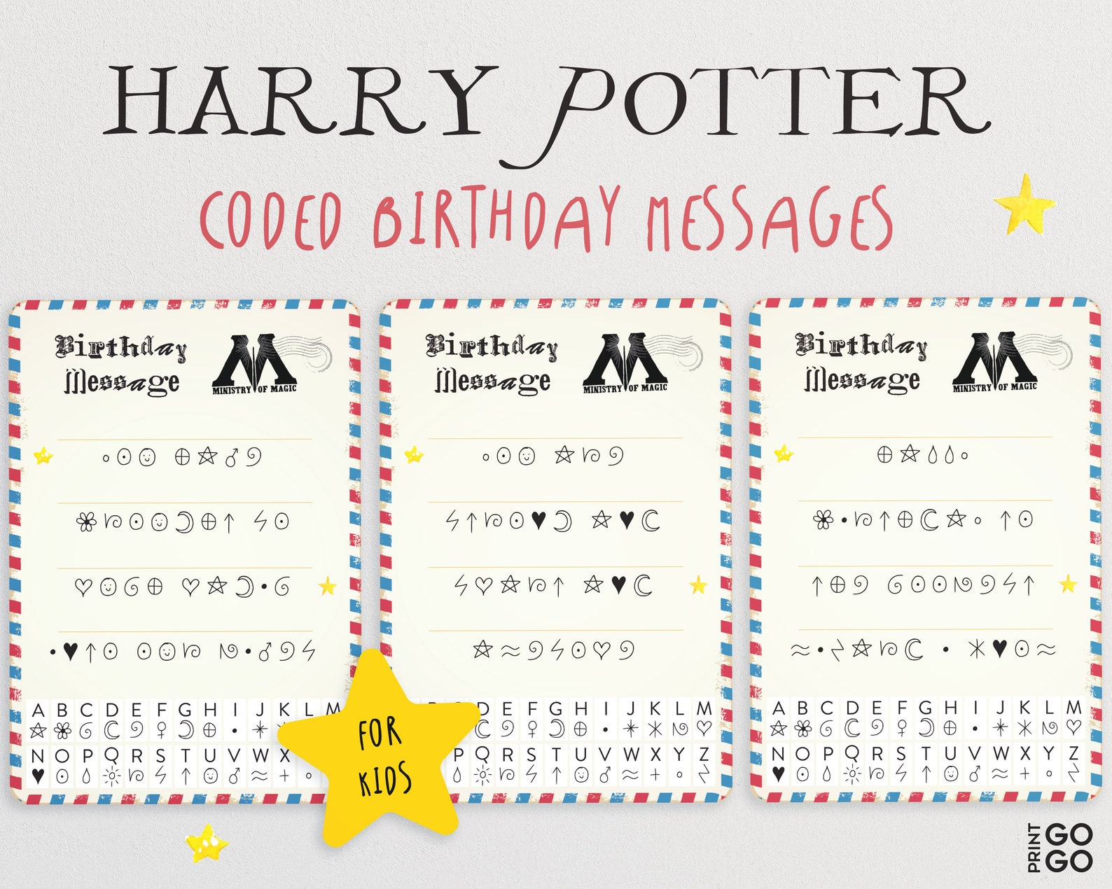 Harry Potter Coded Birthday Messages Secret Code for Kids Etsy