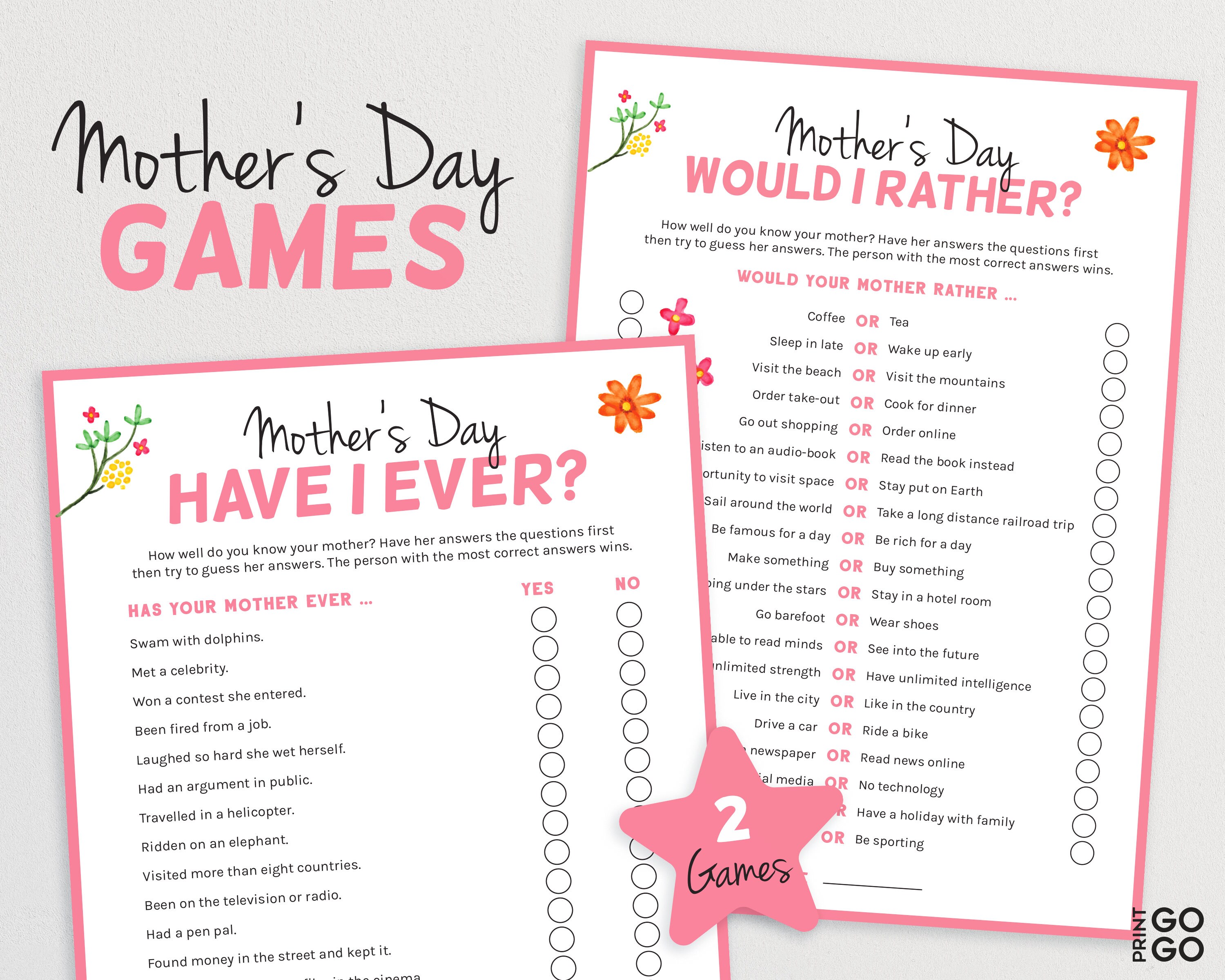Mother's Day Game Bundle Mothers Day Quiz Mothering Etsy UK