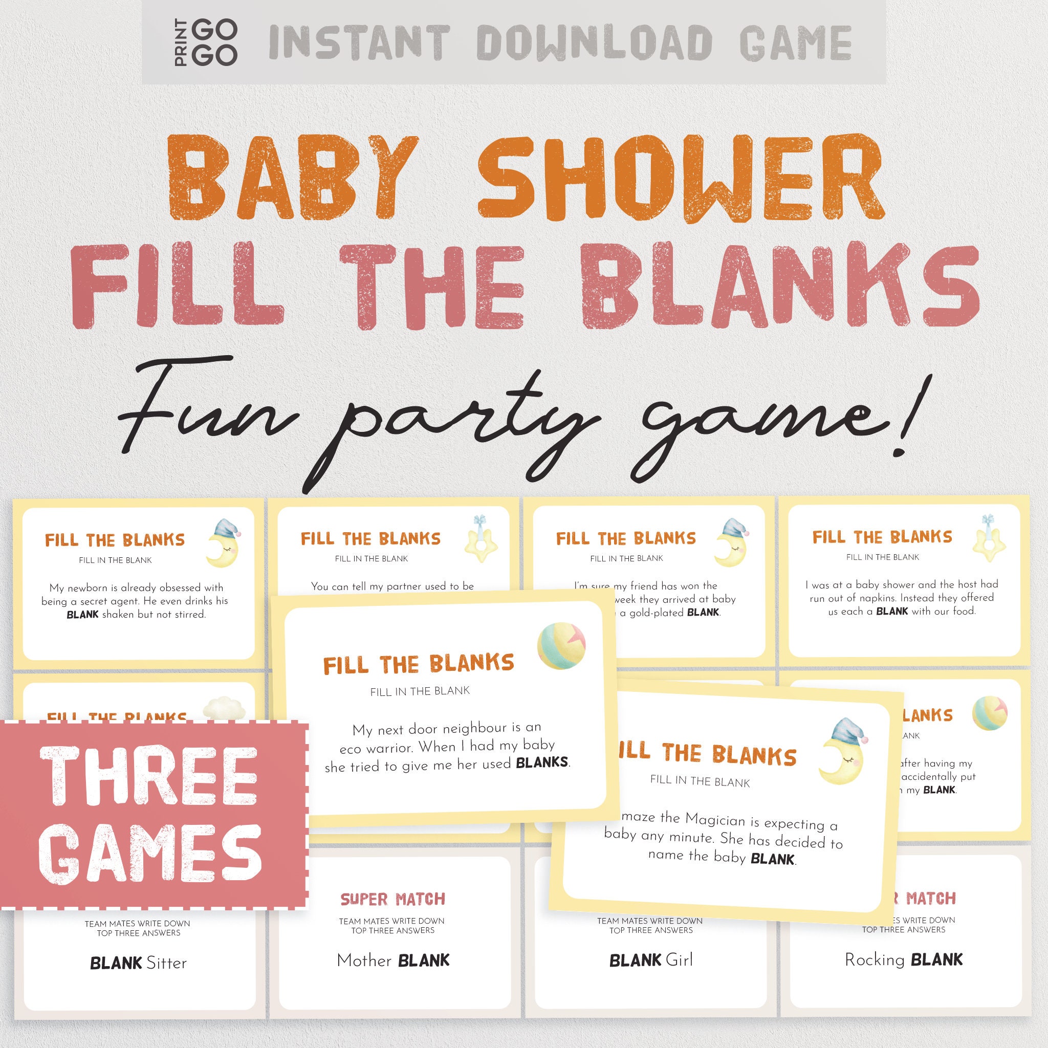Baby Shower Fill the Blanks the Hilarious Party Game of Completing
