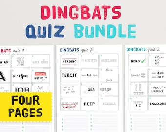 Dingbats Picture Quiz Puzzles - The Fun Guess the Phrase Game for Families and Friends! Printable Rebus Brain Teaser Riddles