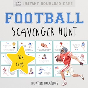 Búsqueda del tesoro de fútbol para niños / Juego de fiesta interior 'The Big Game' para niños / Búsqueda del tesoro de cumpleaños / Actividades de cumpleaños para niños