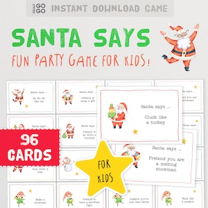 Santa Says - Zabawna gra świąteczna dla dzieci! | Gra rodzinna do druku | Świąteczne gry na imprezę w pomieszczeniach | Gra grupowa na Boże Narodzenie