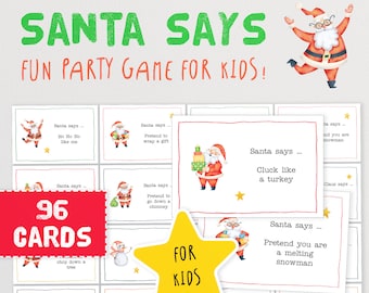 Santa Says - The Fun Christmas Party Game for Kids! | Printable Family Holiday Game | Festive Indoor Party Games | Christmas Group Game