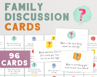 Family Discussion Cards - 96 Conversation Starters to Promote Meaningful Chat at the Dinner Table | Weekly Family Question Jar Idea