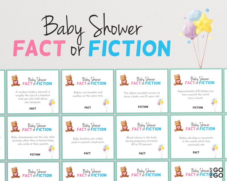 Baby Shower Fact or Fiction Baby True or False Game Baby Etsy UK
