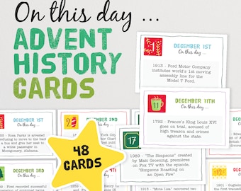En ce jour… des cartes sur l&#39;histoire de l&#39;Avent - Une façon amusante et éducative de compter à rebours Noël | 48 cartes de calendrier de l&#39;Avent de Noël | Anecdotes quotidiennes
