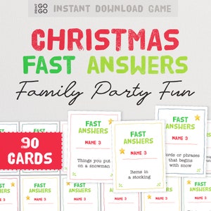 Christmas Fast Answers Game - The Fun Quick Thinking Family Party Game |  Printable Christmas Group Games | Family Holiday Games