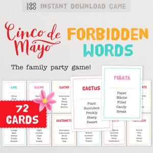 Cinco de Mayo Forbidden Words - The Hilarious Family Party Game of Giving Careful Clues | Mexican Taboo Cards | Game Night Idea