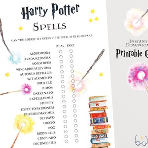 Harry Potter Spells Printable Game Guess the Spells Quiz | Etsy