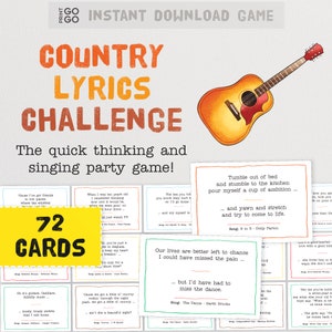 Jogo de desafio de letras de música country - O jogo de festa em grupo de pensamento rápido e canto | Termine o jogo da letra | Jogos de grupos musicais