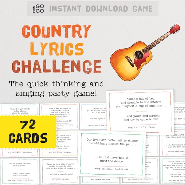 Country Music Lyrics Challenge Game - The Quick Thinking and Singing Group Party Game | Finish the Lyric Game | Musical Group Games