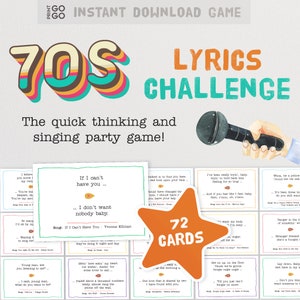 70s Songs Lyrics Challenge Game - The Quick Thinking and Singing Family Party Game | Seventies Finish the Lyric Game | Musical Group Games
