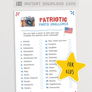 Patriotic Photo Challenge for Kids | Photo Scavenger Hunt | Fourth of July | Labor Day | Activities for Kids | Family Outdoor Activities