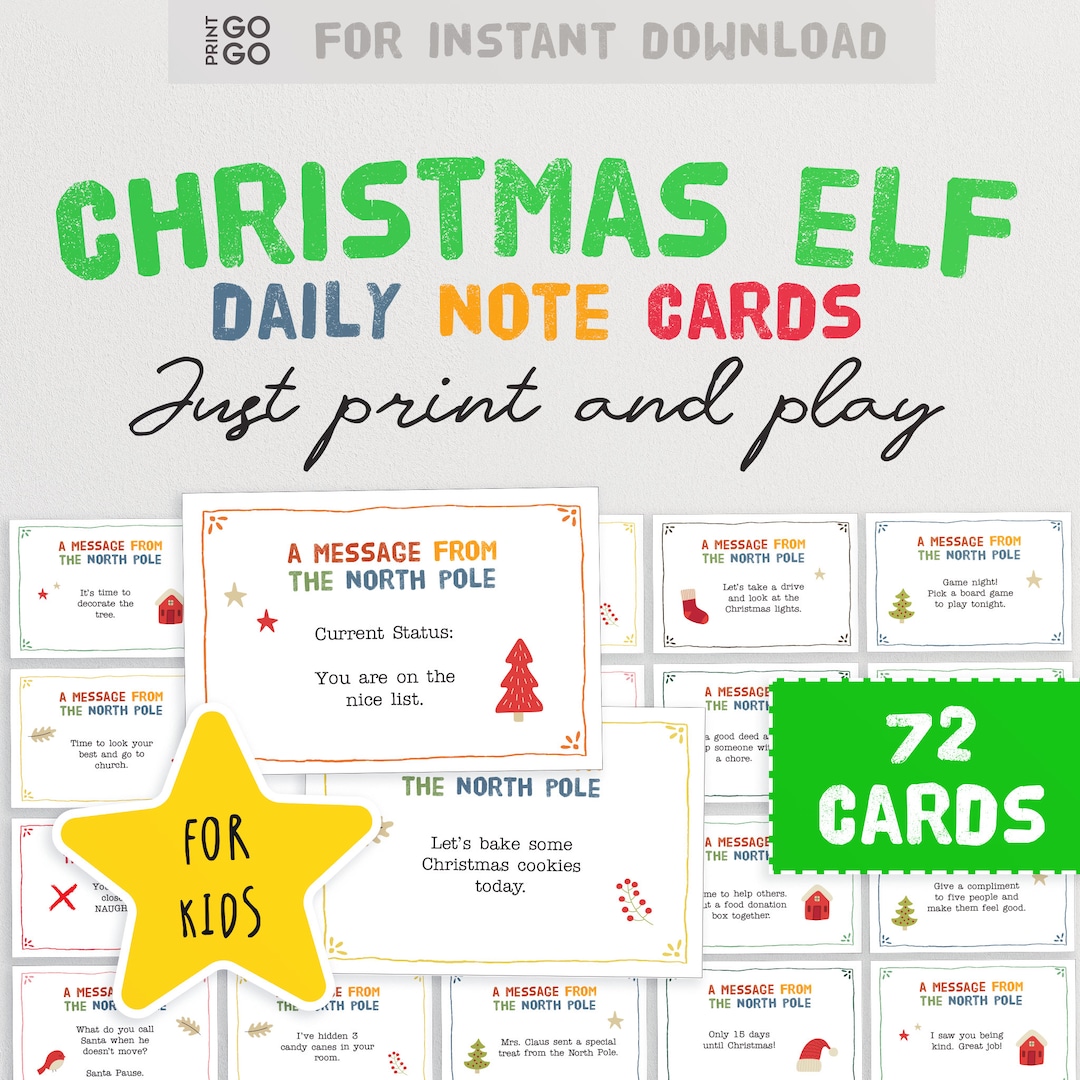 72 Daily Elf Note Cards Christmas Elf Activity Cards Holiday Activity Acts of Kindness Naughty List Warning Countdown to Xmas - Etsy 72-daily-elf-note-cards-christmas-elf-activity-cards-holiday-activity-acts-of-kindness-naughty-list-warning-countdown-to-xmas-etsy