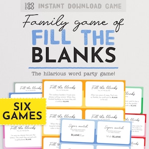 Fill The Blanks Family Party Game - Fill in the Funny! The hilarious group party game of missing words.