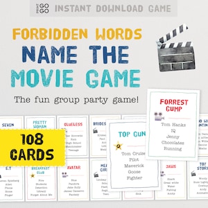 Palabras prohibidas: nombre de la película: el divertido juego de fiesta que consiste en dar pistas con cuidado / Juego de películas / Cartas tabú / Idea divertida para una noche de juegos en familia