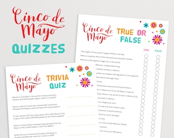 Cinco de Mayo Printable Trivia Quizzes - Put Your Family and Friends to the Test! | Mexican Quiz Questions and True or False Game