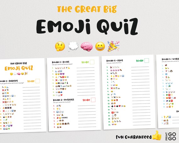 the great big emoji quiz emoji pictionary trivia quiz etsy