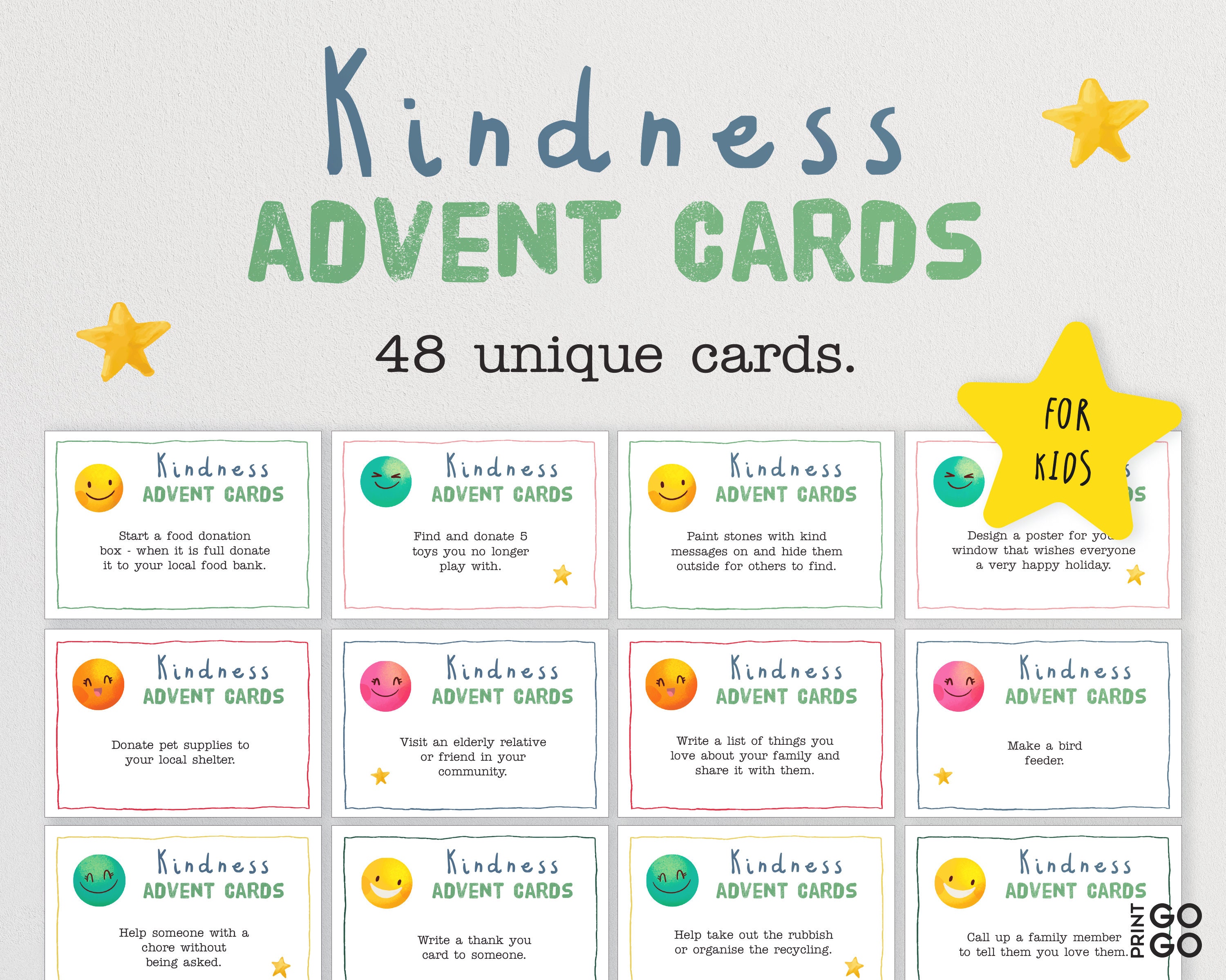 48 Kindness Advent Calendar Cards Ideas to Spread Joy and Etsy