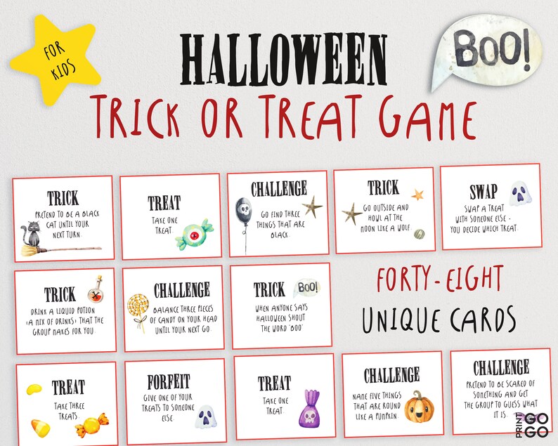 Halloween Trick or Treat Game for Kids Halloween Party Game Etsy