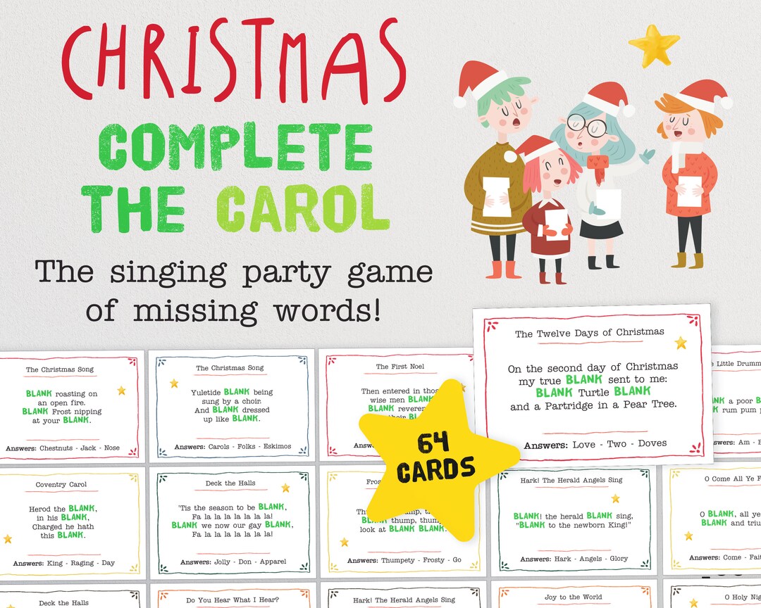 Christmas Complete the Carol Game the Singing Party Game of - Etsy