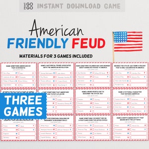 Patriotic USA Friendly Feud Quiz - The Hilarious Party Game of Guessing Top Answers