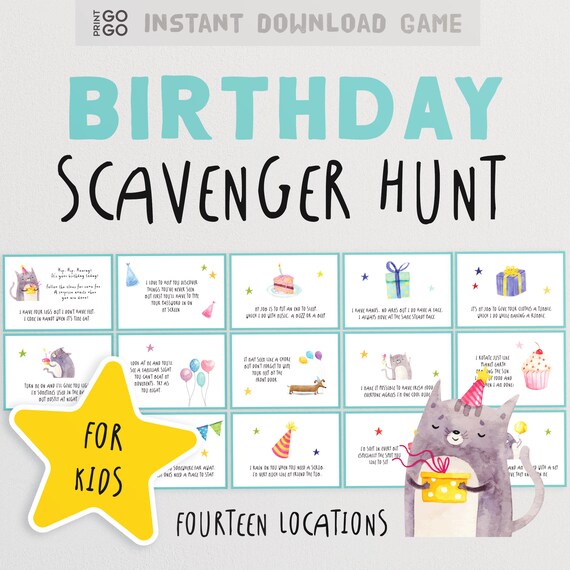 Birthday Scavenger Hunt - A Fun Race of Solving Clues and Finding Rewards for Kids | Indoor Treasure Hunt for a Special Occasion