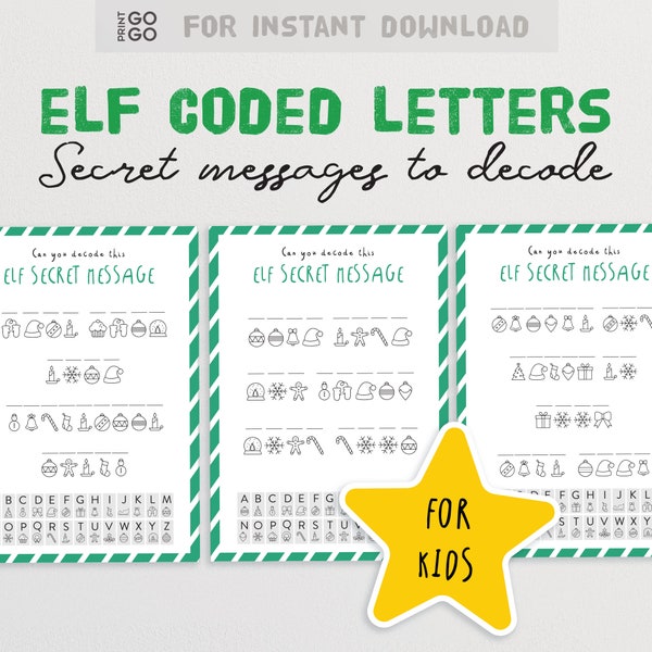 Coded Secret Elf Messages Bundle | Christmas Secret Message | Elf Ideas and Activities | Seasonal Holiday Games for Kids | Elf Letter