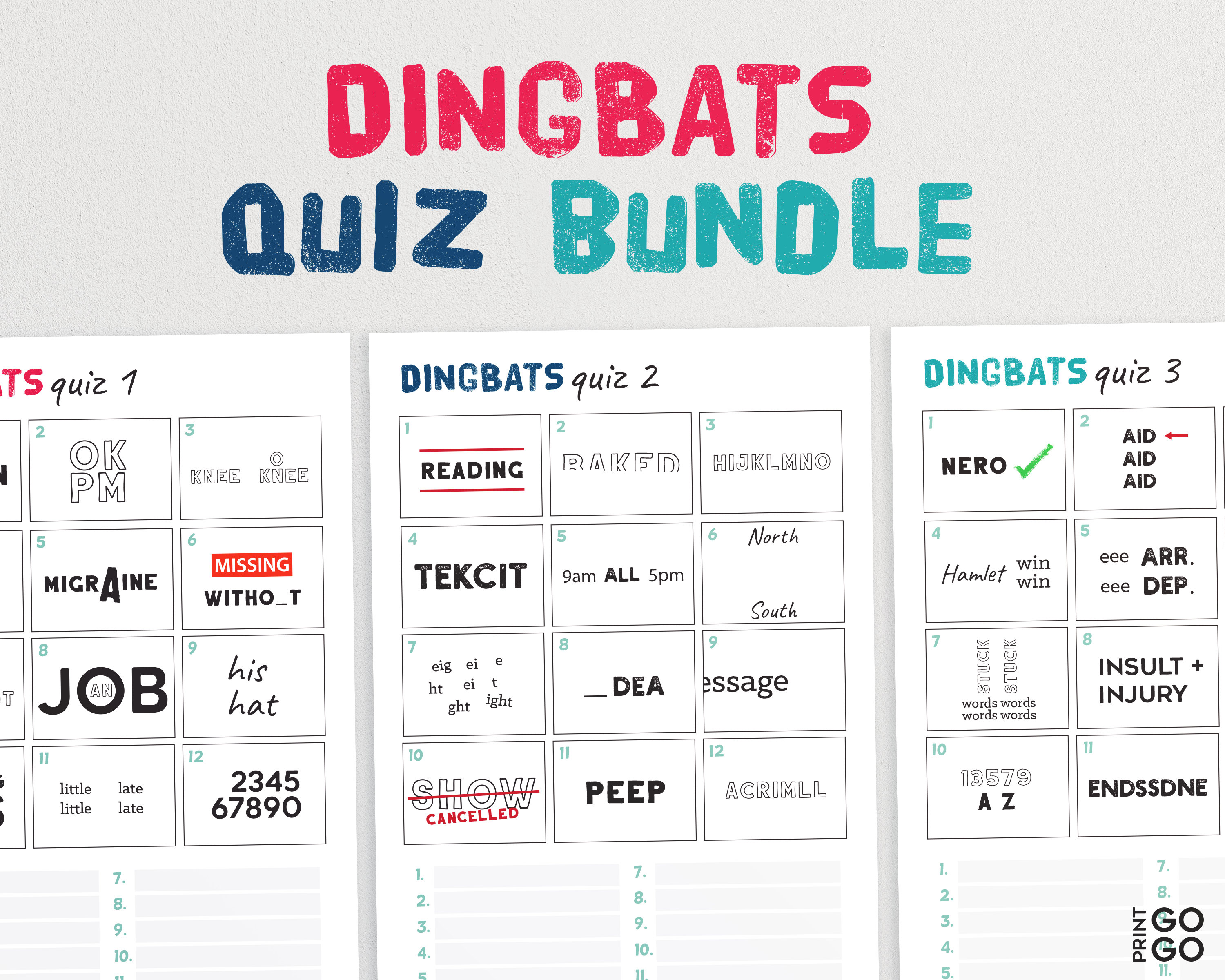 Dingbats Quiz Rebuses Trivia Quiz Guess The Phrase Game Etsy