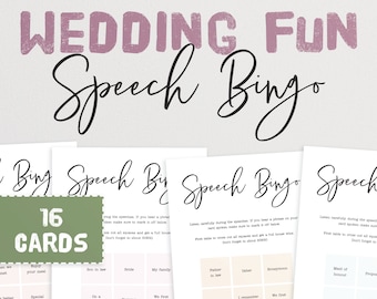 16 Wedding Speech Bingo Cards - An Ice Breaker Table Game for Guests | Wedding Speeches Game | Wedding Guest Games | Wedding Printable